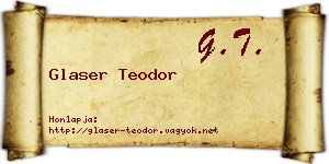Glaser Teodor névjegykártya